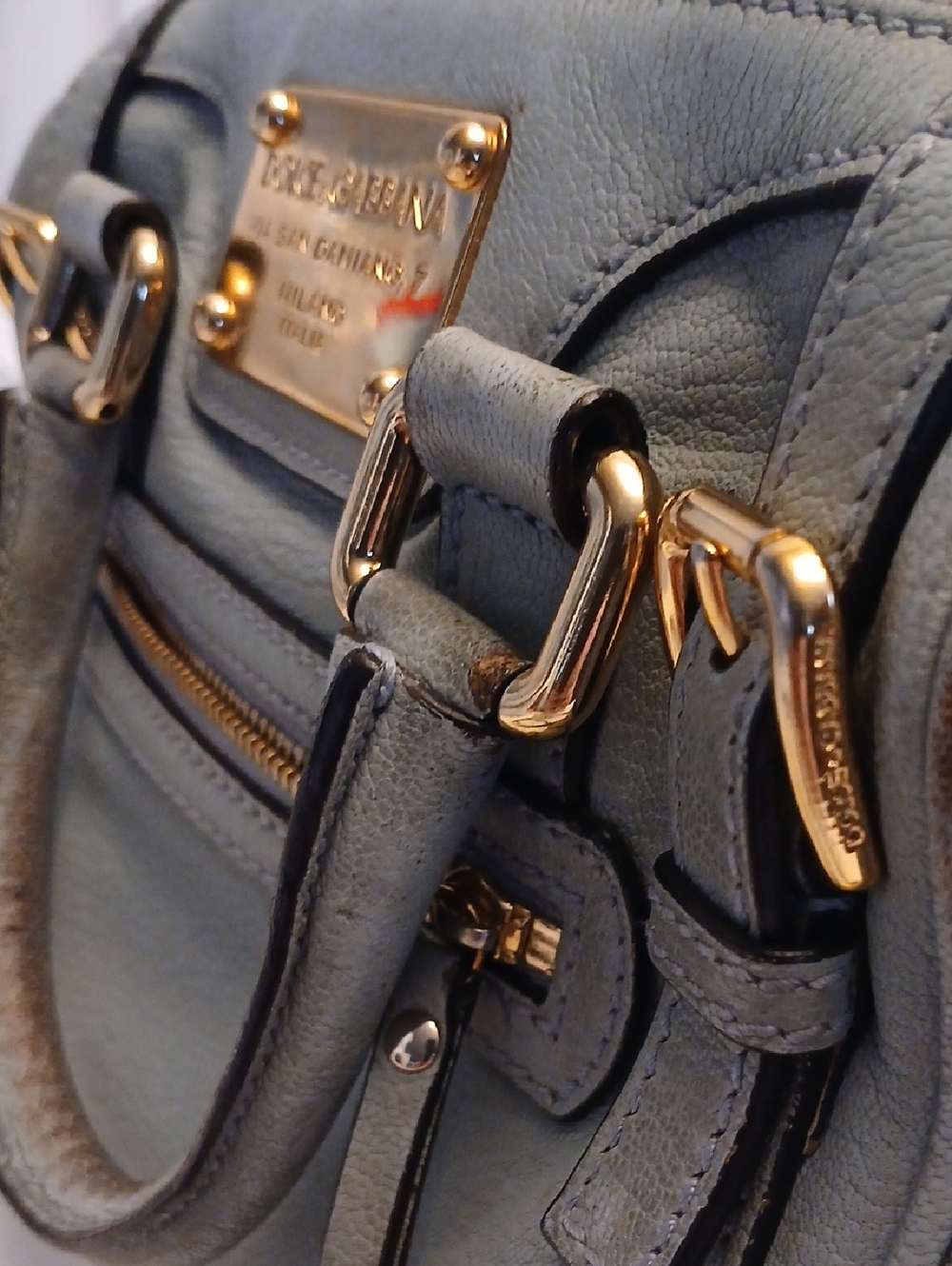 Dolce & Gabbana Light Blue Leather Mini Satchel Crossbody with Gold Hardware - Picture 15 of 16